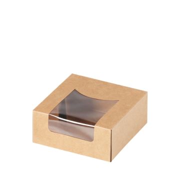 Kraft/PLA pastry box + window 120x120x50mm