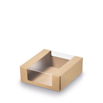 Kraft/PLA pastry box + window 110x110x40mm