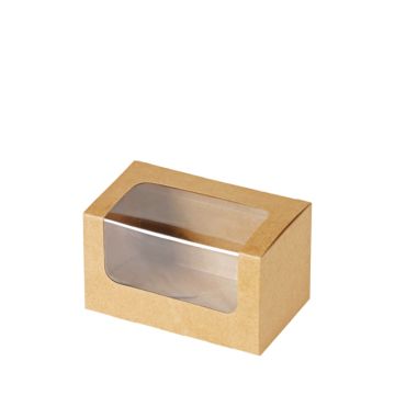 Kraft/PLA pastry box + window 125x77x72mm