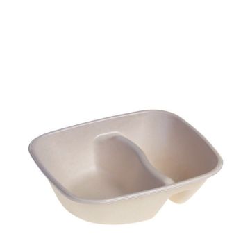 Sugar cane bowl 780ml/19.5x17x5cm 2-compartment BIO-laminated