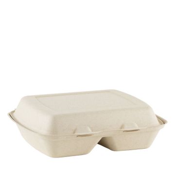 Sugar cane menu box 2 compartments 22.9x20.5x7.8cm IP4