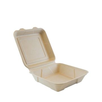 Sugar cane menu box 24x24x8 cm/1500ml brown 1 compartment