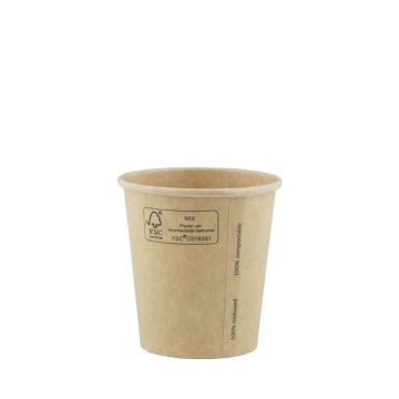 FSC® kraft/PLA coffee cup 7oz/210ml/73mm Ø