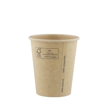 FSC® kraft/PLA koffiebeker 8oz/240ml/80mm Ø