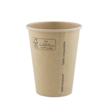 FSC® kraft/PLA koffiebeker 12oz/360ml/90mm Ø