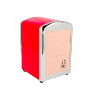 Napkin dispenser for mini napkin red stainless steel