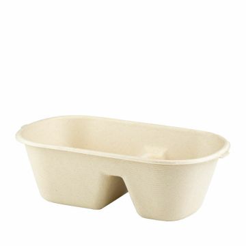 Suikerriet bakje 1000ml/21,5x12,9x6cm bruin 2-vaks