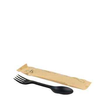 Re-usable CPLA 2-in-1 fork/spoon 16.8cm black