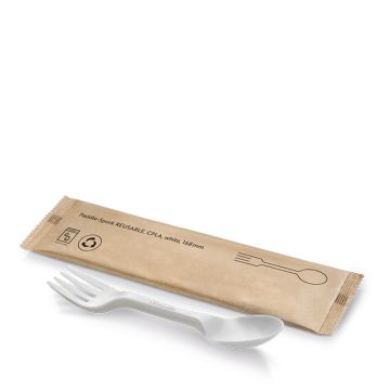 Re-usable CPLA 2-in-1 fork/spoon 16.8cm white