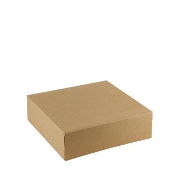 FSC® kraft/PLA cake box + hinged lid 260x260x80mm