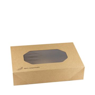 Kraft catering box with PLA window 46x32x8cm