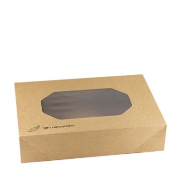 Kraft catering box with PLA window 56x32x8cm