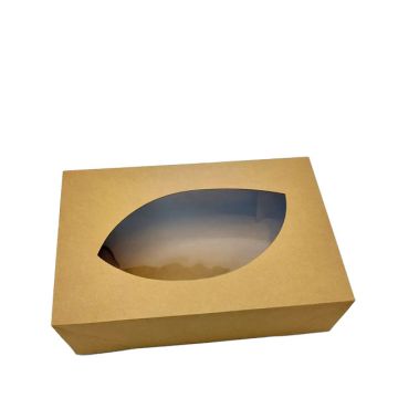 Kraft Catering Box mit PE-Fenster 46x32x8cm