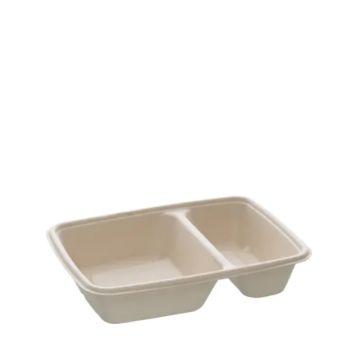 Sugarcane Menu Box 800 ml - Unbleached, 2 Compartments