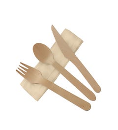 FSC® wooden cutlery set waxed